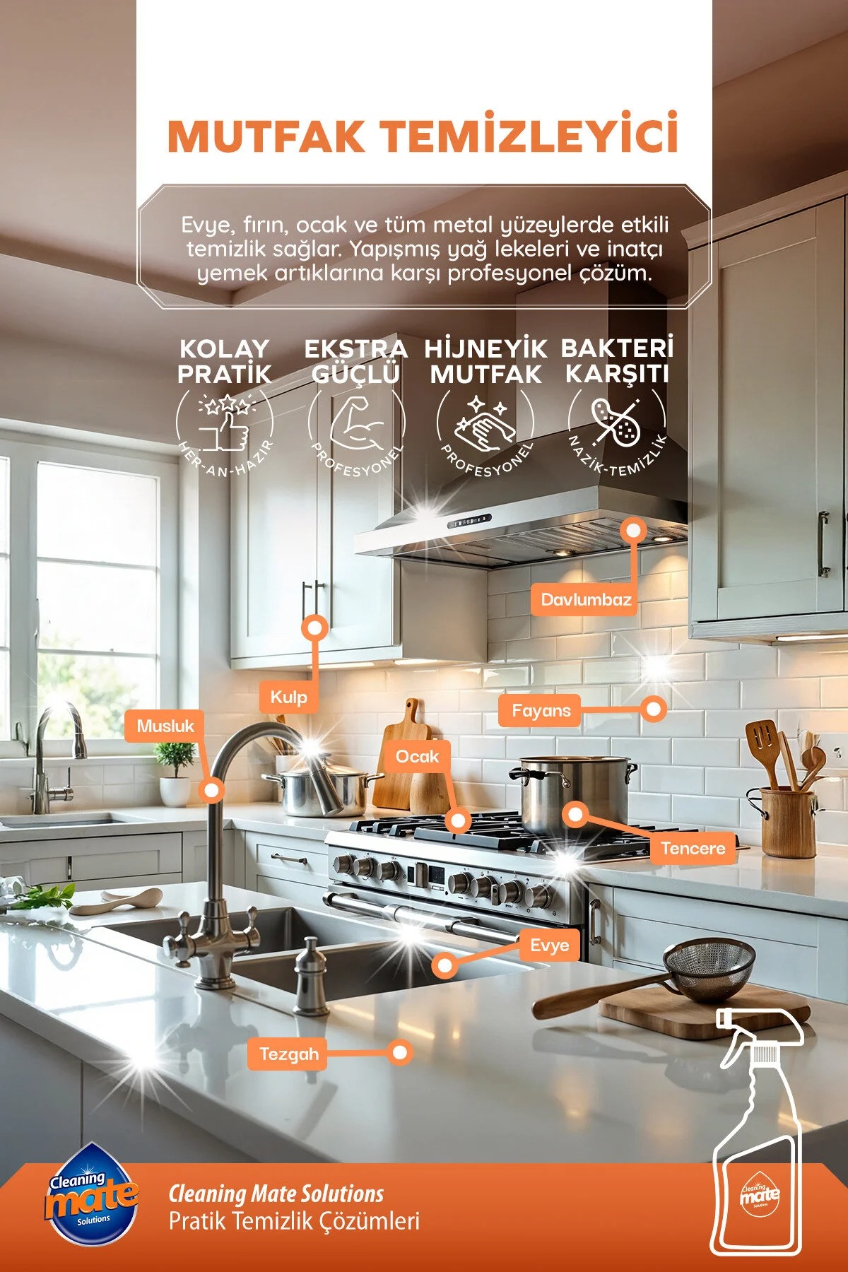 Ultra Güçlü Yağ Çözücü Mutfak Temizleyicisi